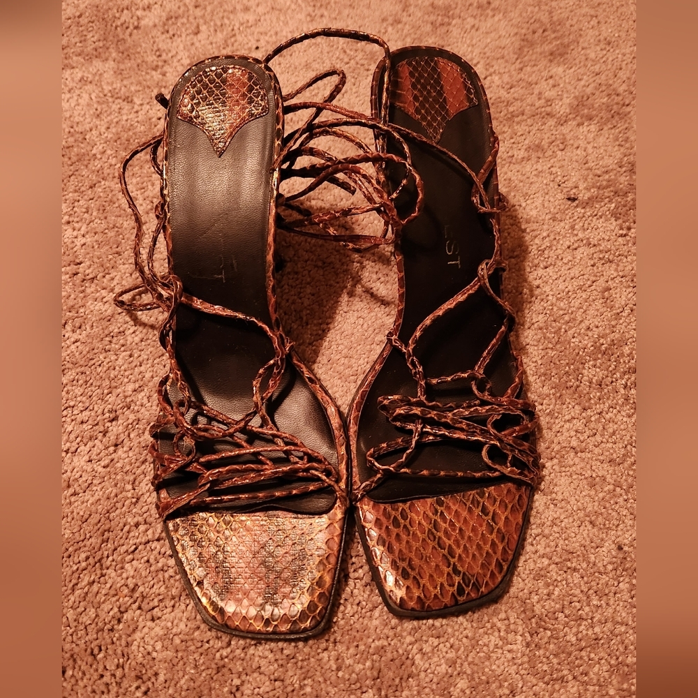 NINE WEST snake skin lace up sandals